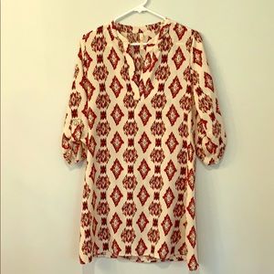 Print dress with 3 quarter length sleeves